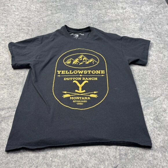 Yellowstone T Shirt Adult L Black 100% Cotton TV Show Dutton Ranch Montana - Picture 1 of 6